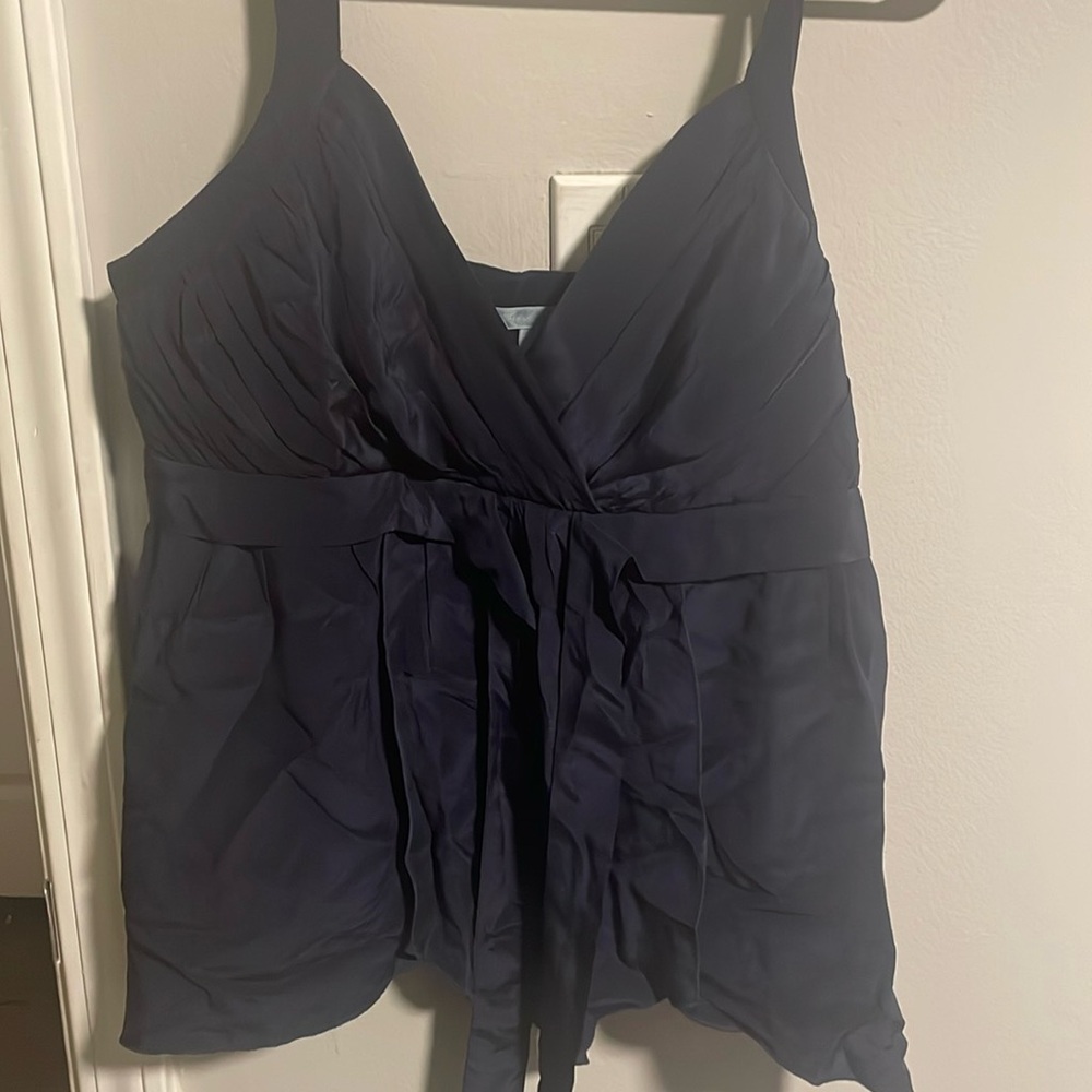 Navy blue silk top